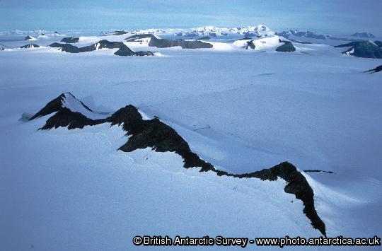 Mountains and ice sheet of the Antarctic Peninsula