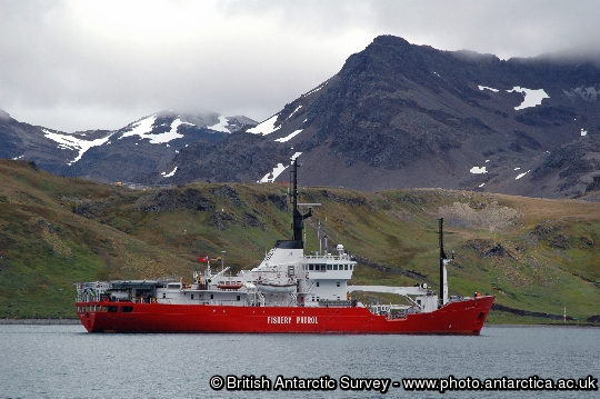 Pharos Fishery Patrol Vessel at King Edward Point, South Georgia.
