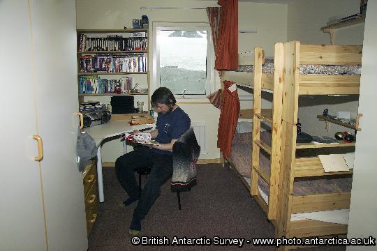 Bedroom accommodation at Rothera Research Station.