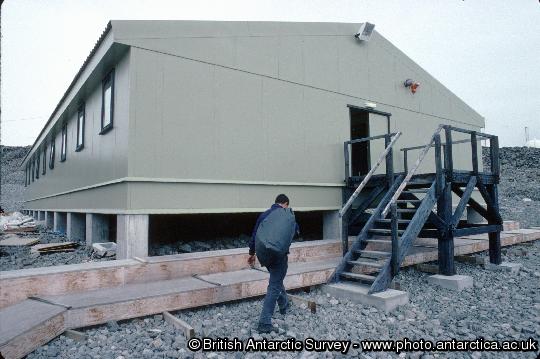 Exterior of the summer accommodation building at Rothera
