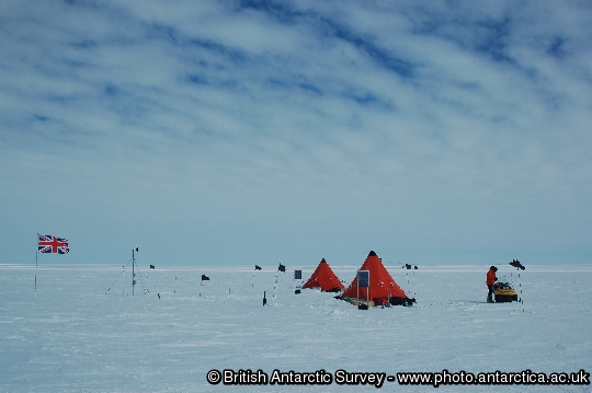 Glaciology field camp on Pine Island Glacier, West Antarctica.