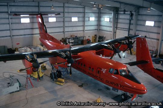 The Dash 7 in the Hangar at Rothera Research Station, Antarctica