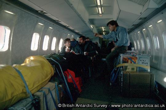 The BAS Dash 7 during a flight from the Falkland Islands to Rothera Research Station on Adelaide Island, Antarctica, the Antarctic airbridge.