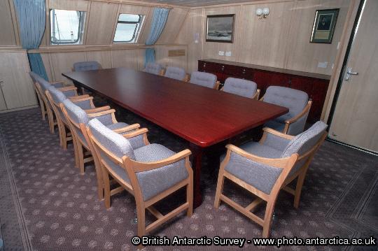 The conference table in the Library onboard  RRS James Clark Ross