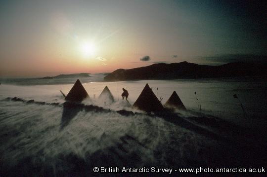 Sunset over a remote field camp