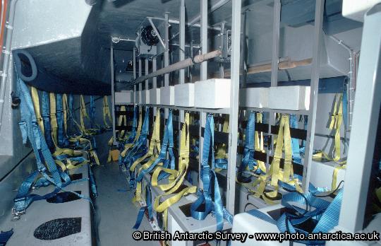 Inside one of the  lifeboats RRS James Clark Ross