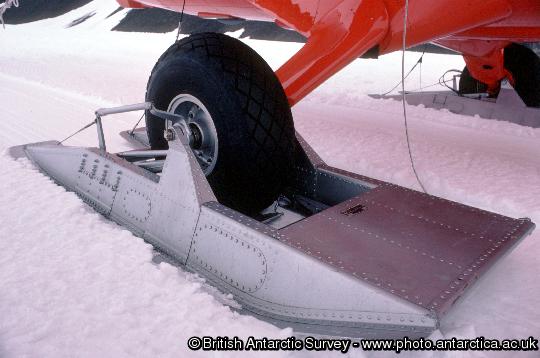 Twin otter skis used when landing on snow and ice