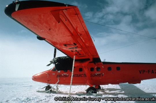 BAS Twin Otter tethered to the ice