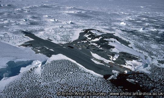 Rothera research station (UK), Adelaide Island, Antarctica. This station is dominated by its gravel runway from which aircraft transport scientists into the field. There is accommodation for 120 people.