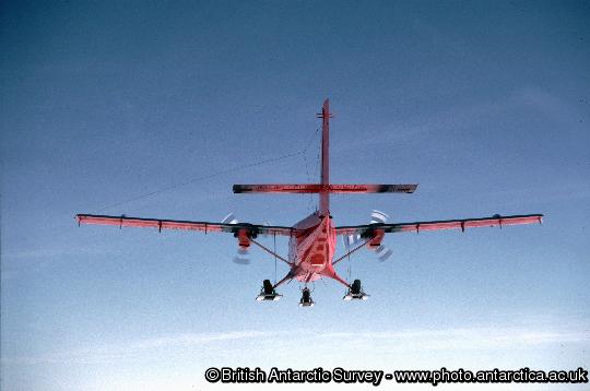 A BAS Twin Otter aircraft over Alexander Island