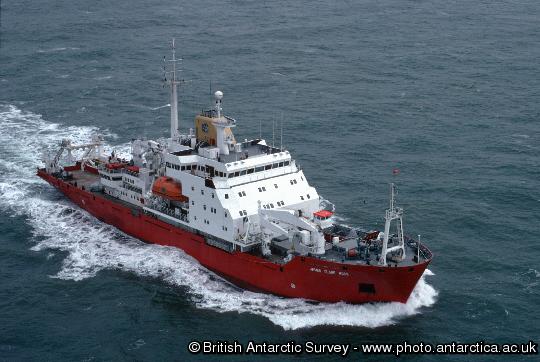 Aerial view of the James Clark Ross prior to it's first voyage to Antarctica