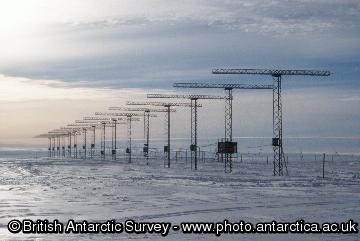 SHARE aerial array and caboose at Halley research station