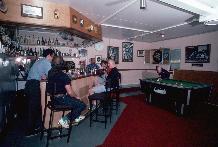 The bar and pool table recreation area at Halley