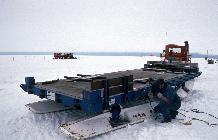 Welding skis onto the trailer at Halley