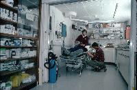 A medical excercise by doctors in the hospital at Rothera