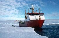 RRS Ernest Shackleton working whilst working with with HMS Endurance on fuel depot at Bedlam 2, Weddell Sea